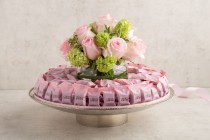 Silver large tray-Wrapped pink chocolate