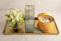 Gold tray with bird package and customized name-RG105