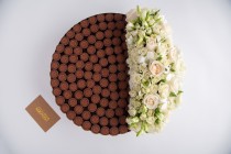 XL-Alf mabrouk gold tray with flower