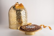 Eid Gold Dome Tray With Cover  - EA24-22