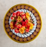 Gold & Blue Tray with Flowers (small)