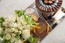 Silver Eid tray with flower