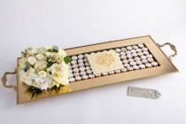 Guraiba Gold Tray With Flower - H24-5