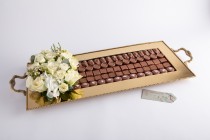 Hajj Chocolate  - Gold Tray With Flower - H24-7