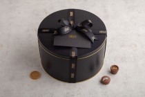 ASSORTED CHOCOLATE black TIN BOX