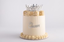 Shiny Silver Rhinestone Crown Happy Birthday Cake