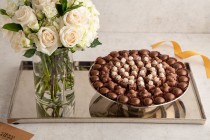 Silver chocolate tray with flower vase-RG134