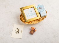 Girgeaan gold tray with tart Blue print-G33