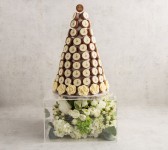White chocolate tower with flower