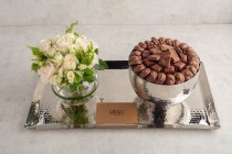 Silver CHOCOLATE TRAY WITH FRESH FLOWER
